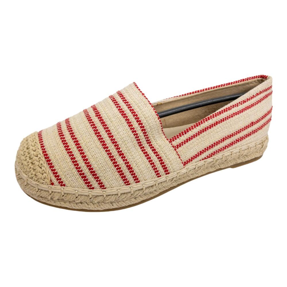 Lucky Top Girls Red Stripe Chrom Espadrille Flats Loafers BG 4